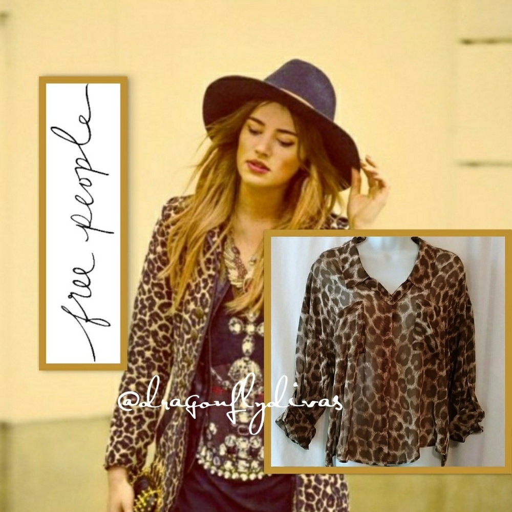 Leopard Print Chiffon Hi-Lo Top